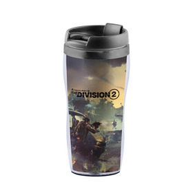 Термокружка-непроливайка The Division 2: в Ухте, внутренняя часть — пищевой пластик, наружная часть — прозрачный пластик, между ними — полиграфическая вставка с рисунком | объем — 350 мл, герметичная крышка | division | the division | the division 2 | tom clancys the division 2 | агенты | бандиты | белый дом | вашингтон | война | разруха | солдаты | турель
