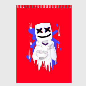 Скетчбук с принтом Marshmello в Ухте, 100% бумага
 | 48 листов, плотность листов — 100 г/м2, плотность картонной обложки — 250 г/м2. Листы скреплены сверху удобной пружинной спиралью | christopher comstock | dj | glitch | marshmello | music | глитч | диджей | крис комсток | маршмэллоу | музыка