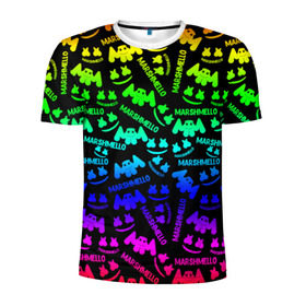 Мужская футболка 3D спортивная с принтом Marshmello в Ухте, 100% полиэстер с улучшенными характеристиками | приталенный силуэт, круглая горловина, широкие плечи, сужается к линии бедра | christopher comstock | dj | marshmello | music | диджей | клубная музыка | клубняк | крис комсток | логотип | маршмэллоу | музыка