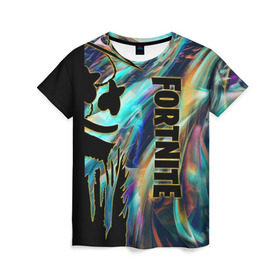 Женская футболка 3D с принтом Fortnite & Marshmello. в Ухте, 100% полиэфир ( синтетическое хлопкоподобное полотно) | прямой крой, круглый вырез горловины, длина до линии бедер | fortnite | fortnite 2 | fortnite x | geometry | marshmello | ninja | ninja hyper streamer | ninja streamer | streamer | texture | tyl | абстракция | геометрия | дизайн | игра | маршмелло | ниндзя | силуэт | стиль | текстура | ул