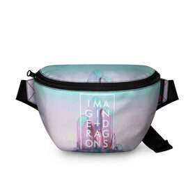 Поясная сумка 3D с принтом Imagine Dragons в Ухте, 100% полиэстер | плотная ткань, ремень с регулируемой длиной, внутри несколько карманов для мелочей, основное отделение и карман с обратной стороны сумки застегиваются на молнию | believer | evolve | imagine dragons | night visions | radioactive | rock | группы | имейджин драгонс | инди | музыка | рок