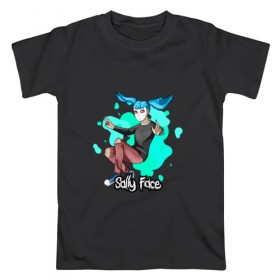 Мужская футболка хлопок с принтом Sally Face в Ухте, 100% хлопок | прямой крой, круглый вырез горловины, длина до линии бедер, слегка спущенное плечо. | 