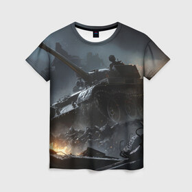 Женская футболка 3D с принтом Танки в Ухте, 100% полиэфир ( синтетическое хлопкоподобное полотно) | прямой крой, круглый вырез горловины, длина до линии бедер | 23 февраля | tank | tanks | военные | война | вторая мировая | танк | танки | танкист | техника