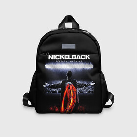 Детский рюкзак 3D с принтом Nickelback в Ухте, 100% полиэстер | лямки с регулируемой длиной, сверху петелька, чтобы рюкзак можно было повесить на вешалку. Основное отделение закрывается на молнию, как и внешний карман. Внутри дополнительный карман. По бокам два дополнительных кармашка | dark horse | feed the machine | nickelback | no fixed adress | группы | метал | музыка | никлбэк | рок | хард рок | чед крюгер