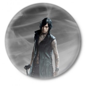 Значок с принтом DMC5 в Ухте,  металл | круглая форма, металлическая застежка в виде булавки | 2019 | 5 | cry | dante | devil | devil may cry | dmc | game | lady | may | nero | nico | niko | trish | v | ви | данте | девил | дмс | край | мэй | неро