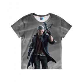 Детская футболка 3D с принтом DMC5 в Ухте, 100% гипоаллергенный полиэфир | прямой крой, круглый вырез горловины, длина до линии бедер, чуть спущенное плечо, ткань немного тянется | 2019 | 5 | cry | dante | devil | devil may cry | dmc | game | lady | may | nero | nico | niko | trish | v | ви | данте | девил | дмс | край | мэй | неро
