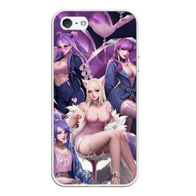 Чехол для iPhone 5/5S матовый с принтом League Of Legends Girls в Ухте, Силикон | Область печати: задняя сторона чехла, без боковых панелей | ahri | akali | evelynn | kaisa | kda | league of legends | lol | девушки | персонаж