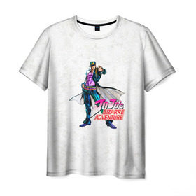 Мужская футболка 3D с принтом JoJo в Ухте, 100% полиэфир | прямой крой, круглый вырез горловины, длина до линии бедер | adventure | anime | bizarre | jojo | jojo’s | аниме | анимэ | джо | джо джо | джоджо | джонатан джостар | жожо | манга | невероятные приключения | пендлетон | стенд | хамон