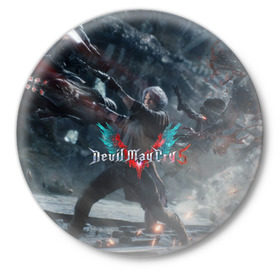 Значок с принтом DMC5 в Ухте,  металл | круглая форма, металлическая застежка в виде булавки | 2019 | 5 | cry | dante | devil | devil may cry | dmc | game | lady | may | nero | nico | niko | trish | v | ви | данте | девил | дмс | край | мэй | неро