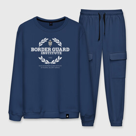 Мужской костюм хлопок с принтом Border Guard Institute в Ухте, 100% хлопок | на свитшоте круглая горловина, мягкая резинка по низу. Брюки заужены к низу, на них два вида карманов: два “обычных” по бокам и два объемных, с клапанами, расположенные ниже линии бедра. Брюки с мягкой трикотажной резинкой на поясе и по низу штанин. В поясе для дополнительного комфорта — широкие завязки | moscow border guard institute of federal security service | институт | студент | универ | университет