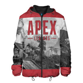 Мужская куртка 3D с принтом APEX LEGENDS (2 стороны) в Ухте, ткань верха — 100% полиэстер, подклад — флис | прямой крой, подол и капюшон оформлены резинкой с фиксаторами, два кармана без застежек по бокам, один большой потайной карман на груди. Карман на груди застегивается на липучку | apex | legend | legends | titanfall | апекс | арех | бангалор | бладхаунд | верхушки | гибралтар | каустик | лайфлайн | легенда | легенды | ледженд | леджендс | мираж | орех | рэйф | титанфол