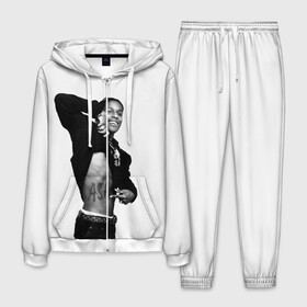 Мужской костюм 3D с принтом ASAP ROCKY в Ухте, 100% полиэстер | Манжеты и пояс оформлены тканевой резинкой, двухслойный капюшон со шнурком для регулировки, карманы спереди | Тематика изображения на принте: aap | asap | mob | rap | rocky | testing | альбом | асап | банда | моб | раким | реп | роки | рэп | тестинг | эйсап | эсап