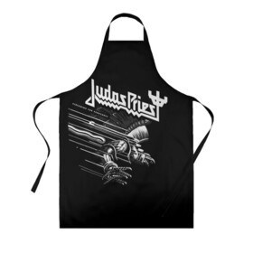 Фартук 3D с принтом Judas Priest в Ухте, 100% полиэстер | общий размер — 65 х 85 см, ширина нагрудника — 26 см, горловина — 53 см, длина завязок — 54 см, общий обхват в поясе — 173 см. Принт на завязках и на горловине наносится с двух сторон, на основной части фартука — только с внешней стороны | judas priest | metal | rock | группы | метал | музыка | рок | хард рок | хэви метал