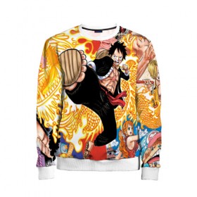 Детский свитшот 3D с принтом One Piece в Ухте, 100% полиэстер | свободная посадка, прямой крой, мягкая тканевая резинка на рукавах и понизу свитшота | anime | asian | asiatic | big | cat | crow | giant | hat | huge | japonese | karasu | kyojin | manga | neko | one piece | oppai | oriental | power | powerful | tophat | weapon | woma | аниме | манга | япония