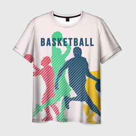 Мужская футболка 3D с принтом Баскетбол в Ухте, 100% полиэфир | прямой крой, круглый вырез горловины, длина до линии бедер | баскет | баскетбол | вип | дизайн | люди | мяч | новинка | спорт | спортсмен | топ | тренд | человек