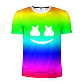 Мужская футболка 3D спортивная с принтом Marshmello COLORS в Ухте, 100% полиэстер с улучшенными характеристиками | приталенный силуэт, круглая горловина, широкие плечи, сужается к линии бедра | christopher comstock | dj | marshmello | music | диджей | клубная музыка | клубняк | крис комсток | логотип | маршмэллоу | музыка