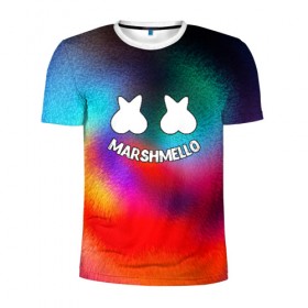 Мужская футболка 3D спортивная с принтом Marshmello 2019 в Ухте, 100% полиэстер с улучшенными характеристиками | приталенный силуэт, круглая горловина, широкие плечи, сужается к линии бедра | christopher comstock | dj | marshmello | music | диджей | клубная музыка | клубняк | крис комсток | логотип | маршмэллоу | музыка