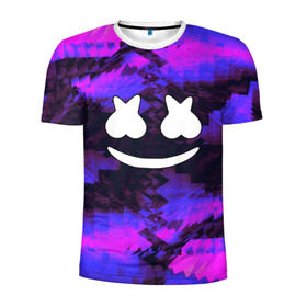 Мужская футболка 3D спортивная с принтом Marshmello в Ухте, 100% полиэстер с улучшенными характеристиками | приталенный силуэт, круглая горловина, широкие плечи, сужается к линии бедра | christopher comstock | dj | marshmello | music | диджей | клубная музыка | клубняк | крис комсток | логотип | маршмэллоу | музыка