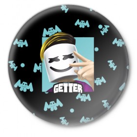 Значок с принтом Marshmello в Ухте,  металл | круглая форма, металлическая застежка в виде булавки | 