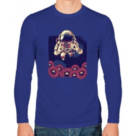 Мужской лонгслив хлопок с принтом Космонавт с Фотоаппаратом в Ухте, 100% хлопок |  | nasa | астронавт | космонавт | космос | наса | с цветами | фото | фотограф | цветы