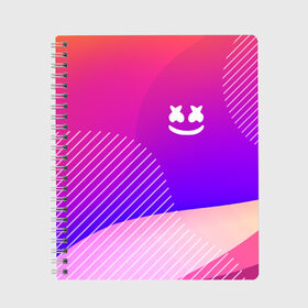 Тетрадь с принтом MARSHMELLO в Ухте, 100% бумага | 48 листов, плотность листов — 60 г/м2, плотность картонной обложки — 250 г/м2. Листы скреплены сбоку удобной пружинной спиралью. Уголки страниц и обложки скругленные. Цвет линий — светло-серый
 | marsh | marshmallow | marshmello | marshmelo | mello | music | smile | диджей | лого | маршмеллов | маршмеллоу | маршмеллу | маршмело | маршмелов | маршмелоу | музыка | музыкант | рожица | трэп | улыбка | хаус
