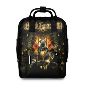 Женский рюкзак 3D с принтом Blind Guardian в Ухте, 100% полиэстер | лямки с регулируемой длиной, сверху ручки, чтобы рюкзак нести как сумку. Основное отделение закрывается на молнию, как и внешний карман. Внутри два дополнительных кармана, один из которых закрывается на молнию. По бокам два дополнительных кармашка, куда поместится маленькая бутылочка
 | blind guardian | heavy metal | metal | группа | метал | музыка | пауэр метал | рок | хэви метал