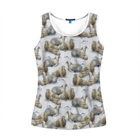 Женская майка 3D Моржи: в Ухте, 100% полиэстер | круглая горловина, прямой силуэт, длина до линии бедра | animals | big | f | fangs | fish | fishing | ice | lie | northern | snow | style | walruses | wild | youth | большие | графика | дикие | животные | иллюстрация | картинка | клыки | лёд | лежат | мода | молодежная | моржи | рисунок | рыба | рыбалка