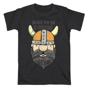 Мужская футболка хлопок с принтом Викинг в Ухте, 100% хлопок | прямой крой, круглый вырез горловины, длина до линии бедер, слегка спущенное плечо. | viking | викинг | викинги