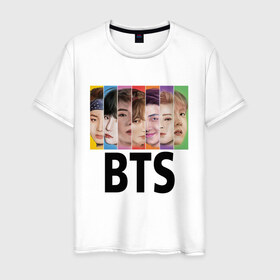 Мужская футболка хлопок с принтом BTS в Ухте, 100% хлопок | прямой крой, круглый вырез горловины, длина до линии бедер, слегка спущенное плечо. | bts | j hope | jimin | jin | jungkook | rap monster | rm | suga | бтс | ви | группа | джей хоуп | корейская | музыка | рэп монстр | сюга | чимин | чин | чонгук | шуга