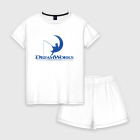 Женская пижама с шортиками хлопок с принтом Dream Works в Ухте, 100% хлопок | футболка прямого кроя, шорты свободные с широкой мягкой резинкой | dream works | дрим воркс | шрек