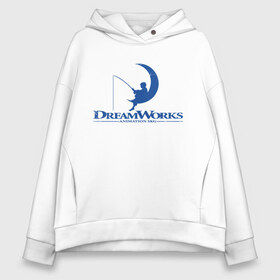 Женское худи Oversize хлопок с принтом Dream Works в Ухте, френч-терри — 70% хлопок, 30% полиэстер. Мягкий теплый начес внутри —100% хлопок | боковые карманы, эластичные манжеты и нижняя кромка, капюшон на магнитной кнопке | dream works | дрим воркс | шрек