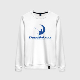 Женский свитшот хлопок с принтом Dream Works в Ухте, 100% хлопок | прямой крой, круглый вырез, на манжетах и по низу широкая трикотажная резинка  | dream works | дрим воркс | шрек