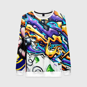 Женский свитшот 3D с принтом NEON GRAFFITI в Ухте, 100% полиэстер с мягким внутренним слоем | круглый вырез горловины, мягкая резинка на манжетах и поясе, свободная посадка по фигуре | grafity | paint | street art | urban | город | граффити | искусство | кирпичи | краски | рисунки | стена | улицы | уличное искусство
