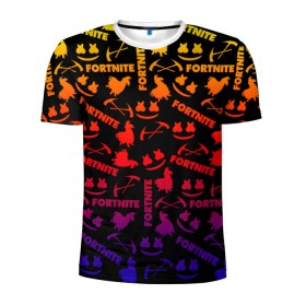Мужская футболка 3D спортивная с принтом Fortnite - Marshmello в Ухте, 100% полиэстер с улучшенными характеристиками | приталенный силуэт, круглая горловина, широкие плечи, сужается к линии бедра | christopher comstock | dj | fortnite | game | gamer | marshmello | music | диджей | игры | клубная музыка | клубняк | крис комсток | лого | логотип | маршмэллоу | музыка | фортнайт