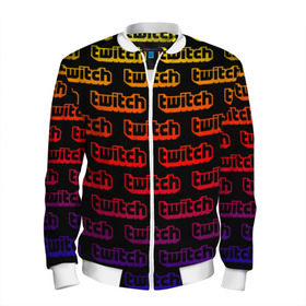 Мужской бомбер 3D с принтом TWITCH в Ухте, 100% полиэстер | застегивается на молнию, по бокам два кармана без застежек, по низу бомбера и на воротнике - эластичная резинка | game | gamer | logo | pattern | twitch | twitties | градиент | игры | логотип | надписи | паттерн | стрим | твитч | текстура