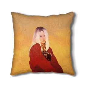 Подушка 3D с принтом Billie Eilish Sun в Ухте, наволочка – 100% полиэстер, наполнитель – холлофайбер (легкий наполнитель, не вызывает аллергию). | состоит из подушки и наволочки. Наволочка на молнии, легко снимается для стирки | billie eilish | lovely | music | ocean eyes | pop | билли айлиш | девушка | музыка | океан | поп | эйлиш | элиш