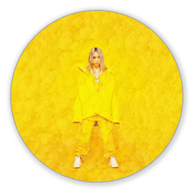 Коврик для мышки круглый с принтом Yellow Billie в Ухте, резина и полиэстер | круглая форма, изображение наносится на всю лицевую часть | billie eilish | lovely | music | ocean eyes | pop | билли айлиш | девушка | музыка | океан | поп | эйлиш | элиш