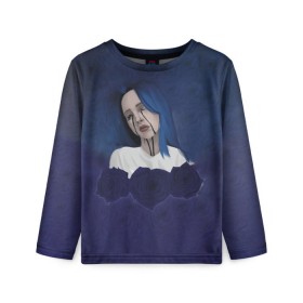 Детский лонгслив 3D с принтом Billie Eilish Flowers в Ухте, 100% полиэстер | длинные рукава, круглый вырез горловины, полуприлегающий силуэт
 | billie eilish | lovely | music | ocean eyes | pop | билли айлиш | девушка | музыка | океан | поп | эйлиш | элиш