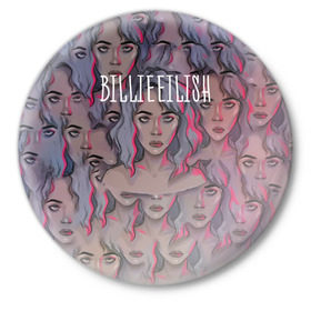 Значок с принтом Billie Eilish в Ухте,  металл | круглая форма, металлическая застежка в виде булавки | Тематика изображения на принте: billie eilish | lovely | music | ocean eyes | pop | билли айлиш | девушка | музыка | океан | поп | эйлиш | элиш