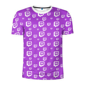 Мужская футболка 3D спортивная с принтом Twitch в Ухте, 100% полиэстер с улучшенными характеристиками | приталенный силуэт, круглая горловина, широкие плечи, сужается к линии бедра | game | gamer | logo | pattern | twitch | twitties | игры | логотип | паттерн | стрим | твитч | текстура