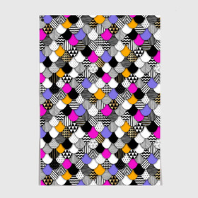 Постер с принтом Чешуя  в Ухте, 100% бумага
 | бумага, плотность 150 мг. Матовая, но за счет высокого коэффициента гладкости имеет небольшой блеск и дает на свету блики, но в отличии от глянцевой бумаги не покрыта лаком | abstraction | art | background | color | fashion | ornament | patterns | scales | style | абстракция | весёлая | геометрический | графика | знаки | иллюстрация | искусство | картинка | мода | орнамент | рисунок | рыба | рыбак | рыбалка