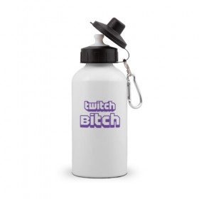 Бутылка спортивная с принтом Twitch Bitch в Ухте, металл | емкость — 500 мл, в комплекте две пластиковые крышки и карабин для крепления | blog | cybersport | game | platform | player | service | stream | streamer | streaming | twitch | video | блоггер | игра | игрок | киберспорт | платформа | сервис | стрим | стример | твич