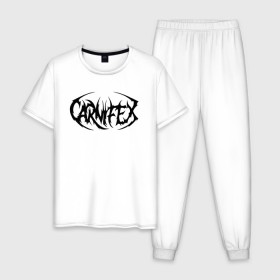 Мужская пижама хлопок с принтом Carnifex в Ухте, 100% хлопок | брюки и футболка прямого кроя, без карманов, на брюках мягкая резинка на поясе и по низу штанин
 | carnifex | deathcore