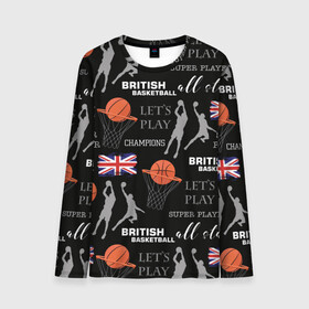 Мужской лонгслив 3D с принтом British basketball в Ухте, 100% полиэстер | длинные рукава, круглый вырез горловины, полуприлегающий силуэт | англия | баскетбол | баскетбольные | болельщик | британия | британский | бросок | графика | держава | игра | иллюстрация | картинка | кольцо | мода | мячи | надпи | прыжок | рисунок | сетка | сила