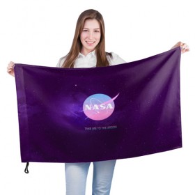 Флаг 3D с принтом NASA. Take me to the Moon в Ухте, 100% полиэстер | плотность ткани — 95 г/м2, размер — 67 х 109 см. Принт наносится с одной стороны | administration | aeronautics | brand | logo | nasa | national | oldschool | space | usa | исследование | космос | лого | наса | национальное | олдскул | сша | управление