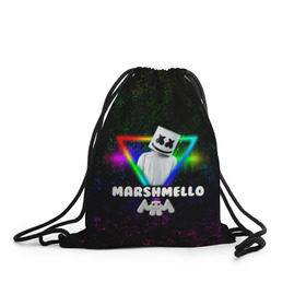 Рюкзак-мешок 3D с принтом Marshmello в Ухте, 100% полиэстер | плотность ткани — 200 г/м2, размер — 35 х 45 см; лямки — толстые шнурки, застежка на шнуровке, без карманов и подкладки | christopher | comstock | dj | dotcom | friends | marshmallow | marshmello | usa | диджей | друзья | комсток | крис | маршмэллоу | продюсер | сша