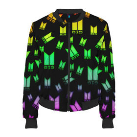 Женский бомбер 3D с принтом BTS в Ухте, 100% полиэстер | застегивается на молнию, по бокам два кармана без застежек, мягкие манжеты, по низу бомбера и на воротнике — эластичная резинка | bangtan boys | j hope | jimin | jin | jungkook | k pop | rm | suga | v | бтс | кей | поп