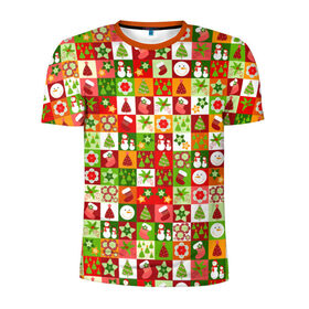 Мужская футболка 3D спортивная с принтом Новогодний орнамент в Ухте, 100% полиэстер с улучшенными характеристиками | приталенный силуэт, круглая горловина, широкие плечи, сужается к линии бедра | Тематика изображения на принте: 