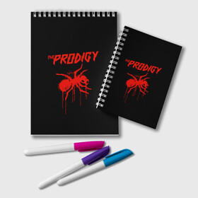 Блокнот с принтом The Prodigy в Ухте, 100% бумага | 48 листов, плотность листов — 60 г/м2, плотность картонной обложки — 250 г/м2. Листы скреплены удобной пружинной спиралью. Цвет линий — светло-серый
 | Тематика изображения на принте: 90 е | the prodigy | кит флинт | музыка | муравей | панк | рок | техно | электро