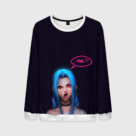 Мужской свитшот 3D с принтом Джинкс в Ухте, 100% полиэстер с мягким внутренним слоем | круглый вырез горловины, мягкая резинка на манжетах и поясе, свободная посадка по фигуре | jinx | league of legends | lol | голубые волосы | джинкс | лига легенд | лол